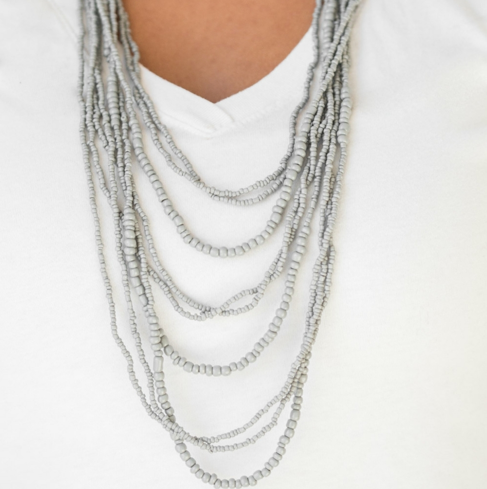Gray seed bead necklace
